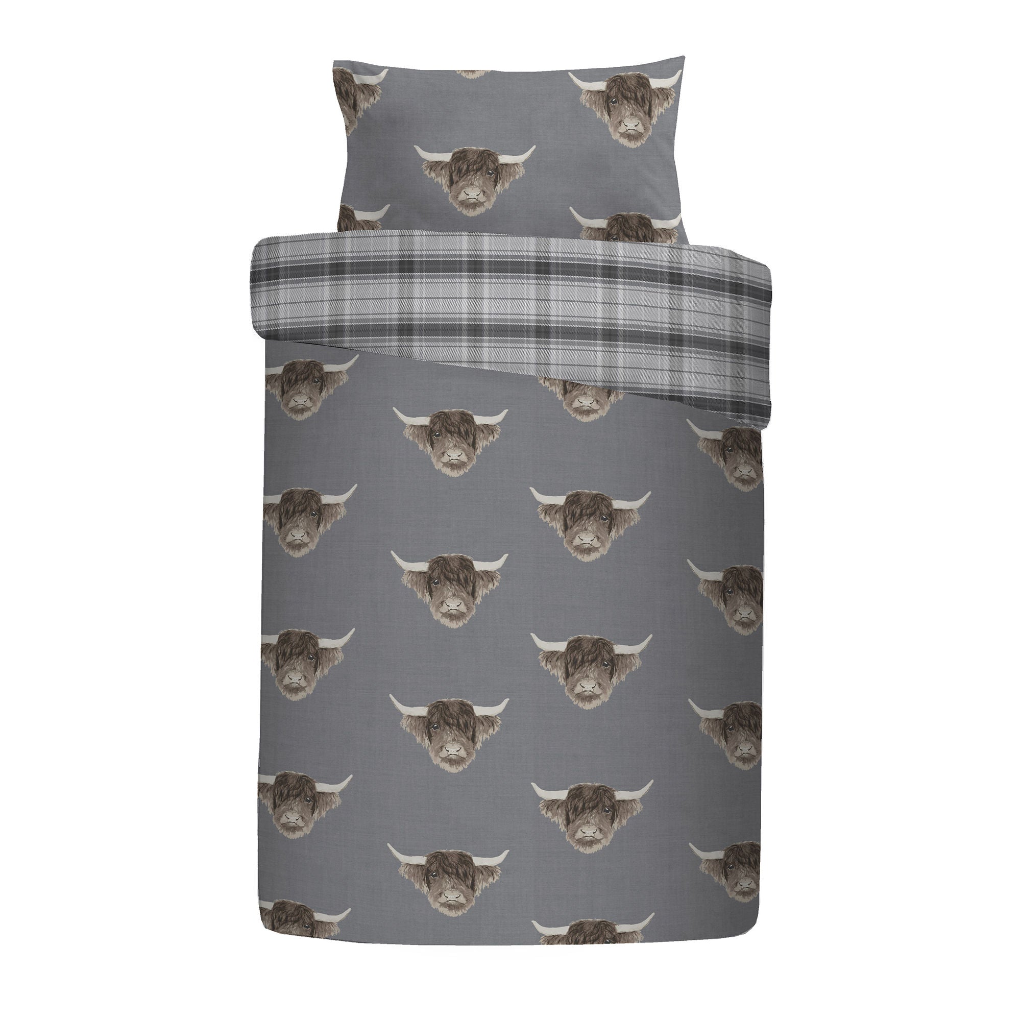 Highland Cow Duvet Cover Set by Fusion in Grey - Duvet Cover Set - Fusion