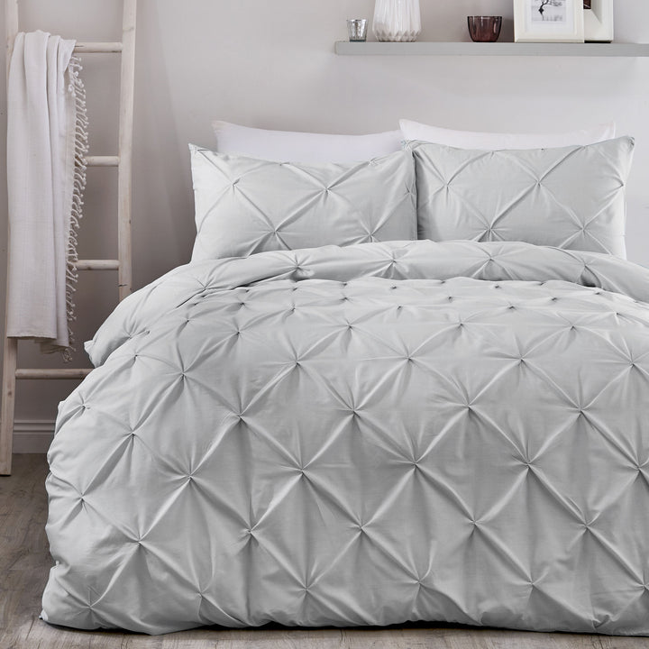 Lara Duvet Cover Set by Serene in Silver - Duvet Cover Set - Serene