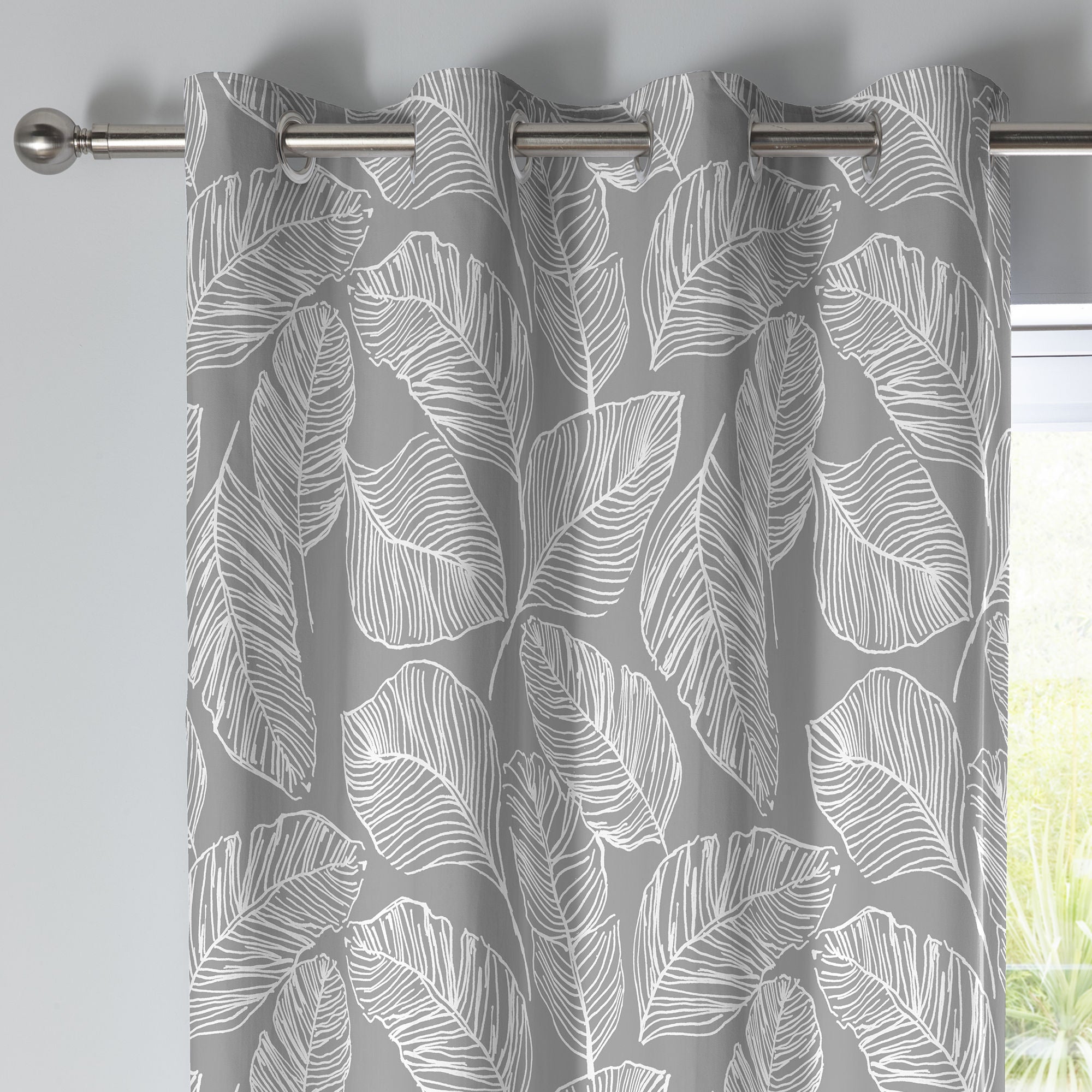 Matteo Pair of Eyelet Curtains by Fusion in Grey - Pair of Eyelet Curtains - Fusion