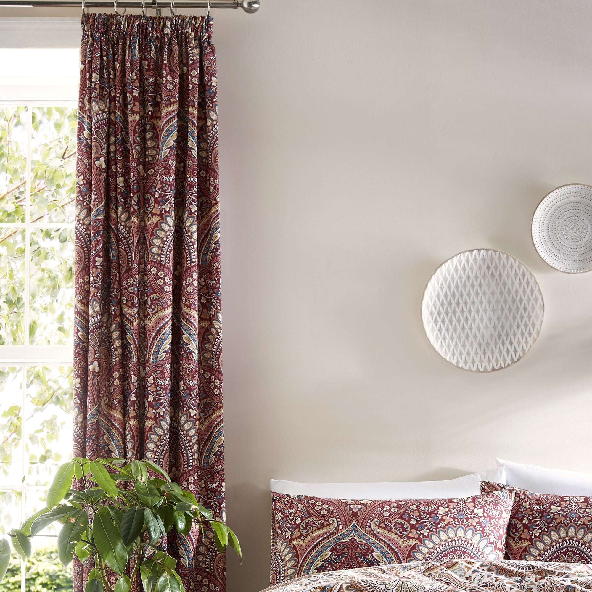 Palais Pair of Pencil Pleat Curtains With Tie-Backs by Dreams & Drapes in Multicolour - Pair of Pencil Pleat Curtains With Tie-Backs - Dreams & Drapes