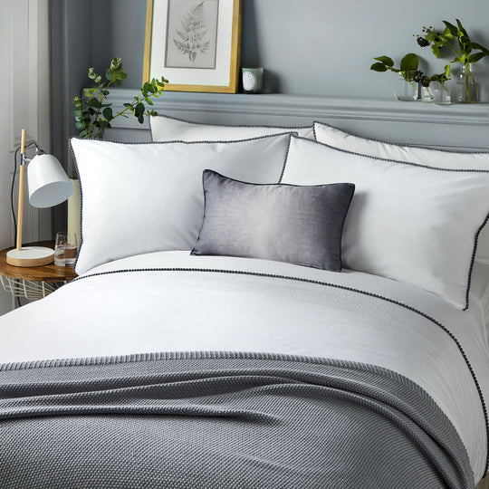 Pom Pom Duvet Cover Set in Grey