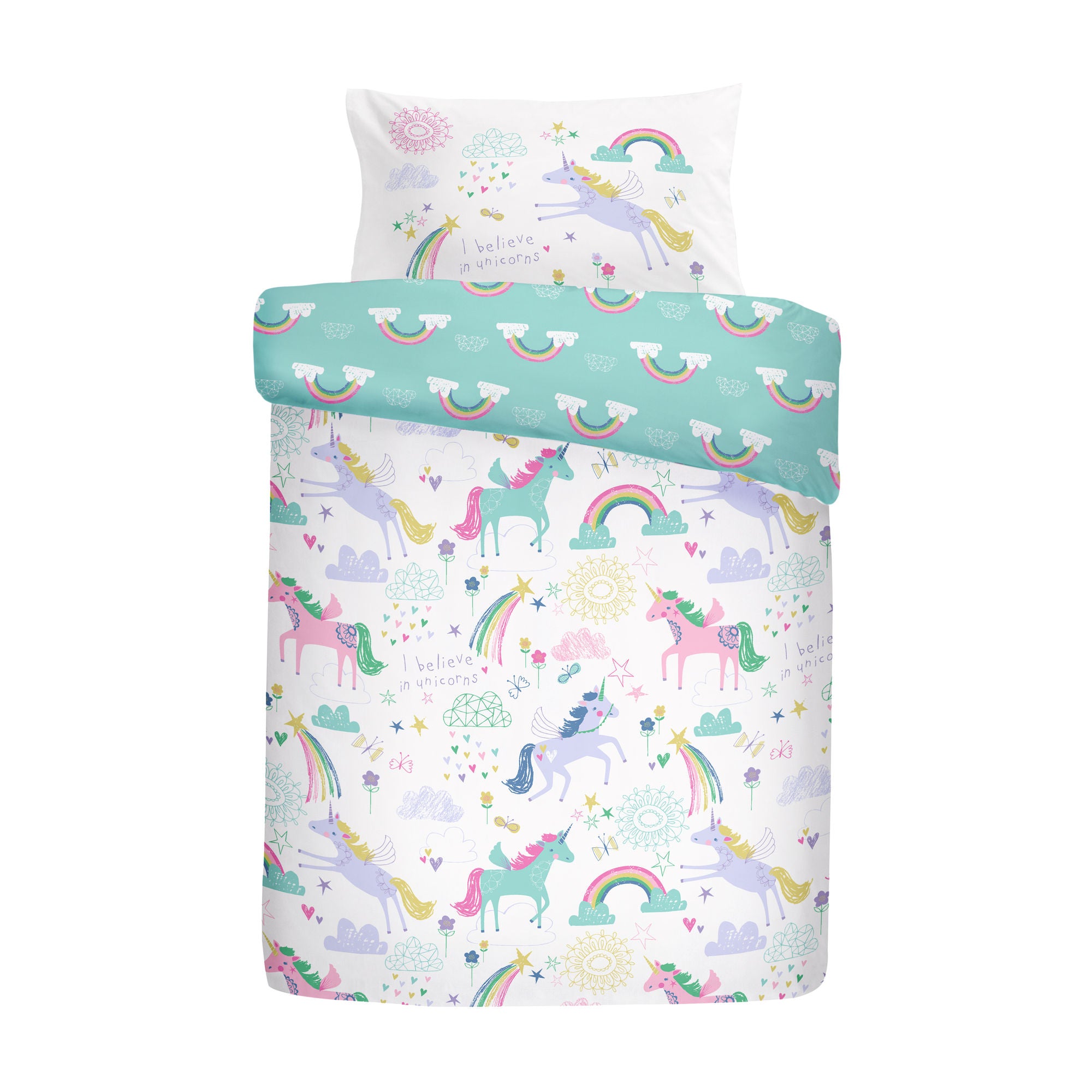 Rainbow Unicorn Duvet Cover Set by Bedlam in Multicolour - Duvet Cover Set - Bedlam