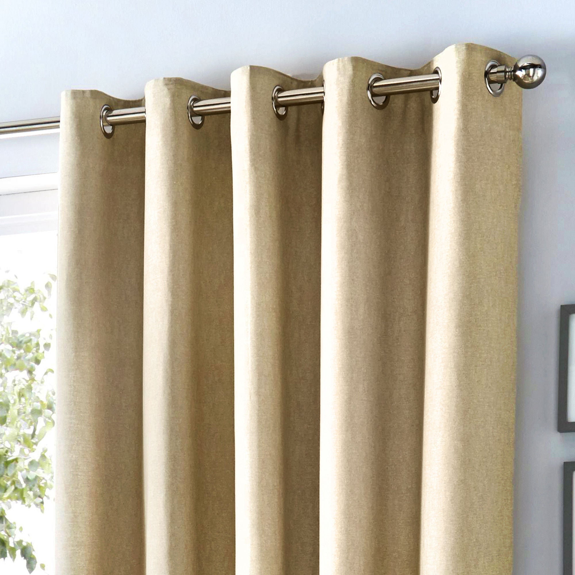 Sorbonne Pair of Eyelet Curtains by Fusion in Natural - Pair of Eyelet Curtains - Fusion