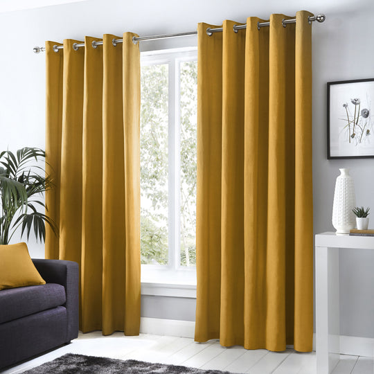 Sorbonne Eyelet Curtains in Ochre