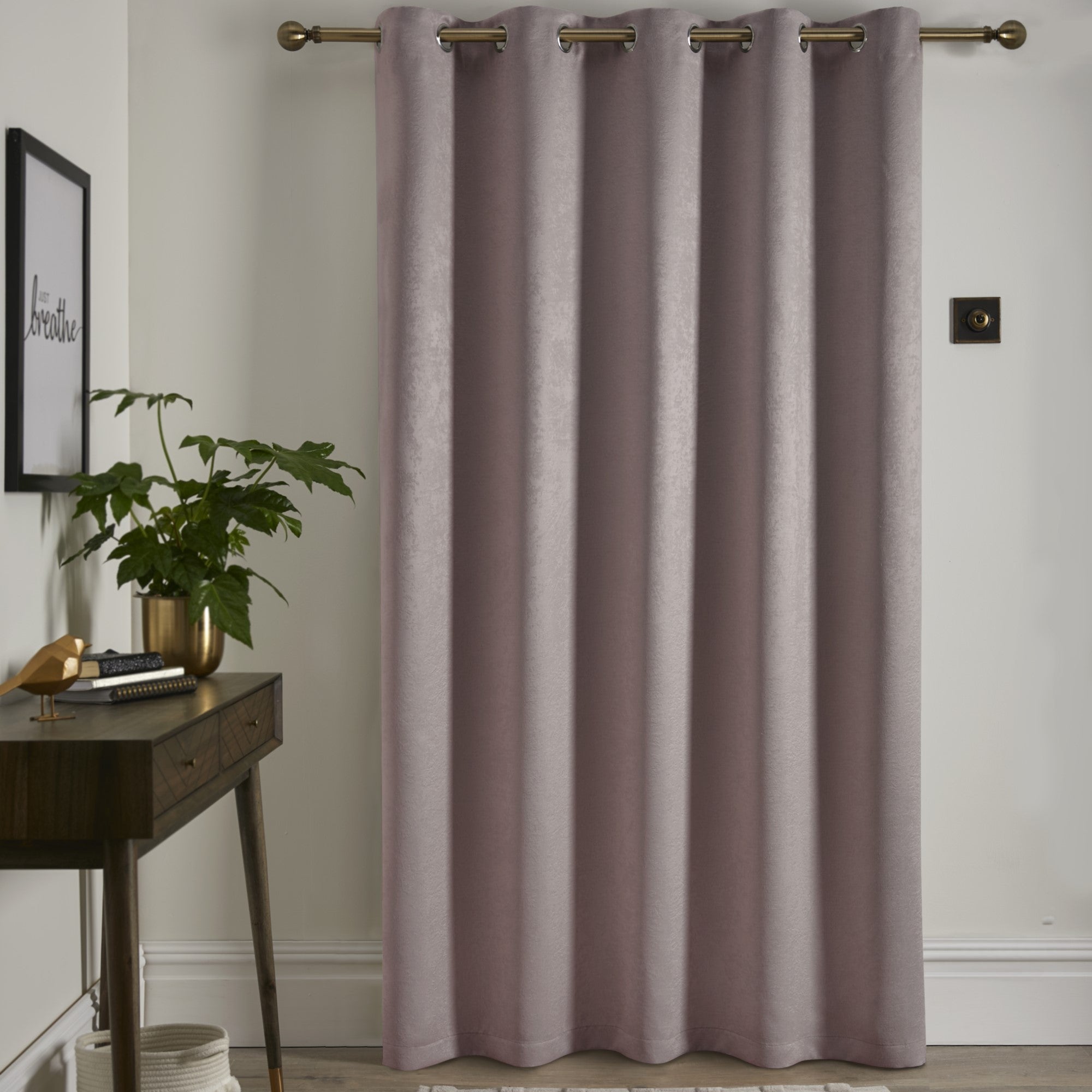 Strata Eyelet Single Panel Door Curtain by Fusion in Blush - Eyelet Single Panel Door Curtain - Fusion