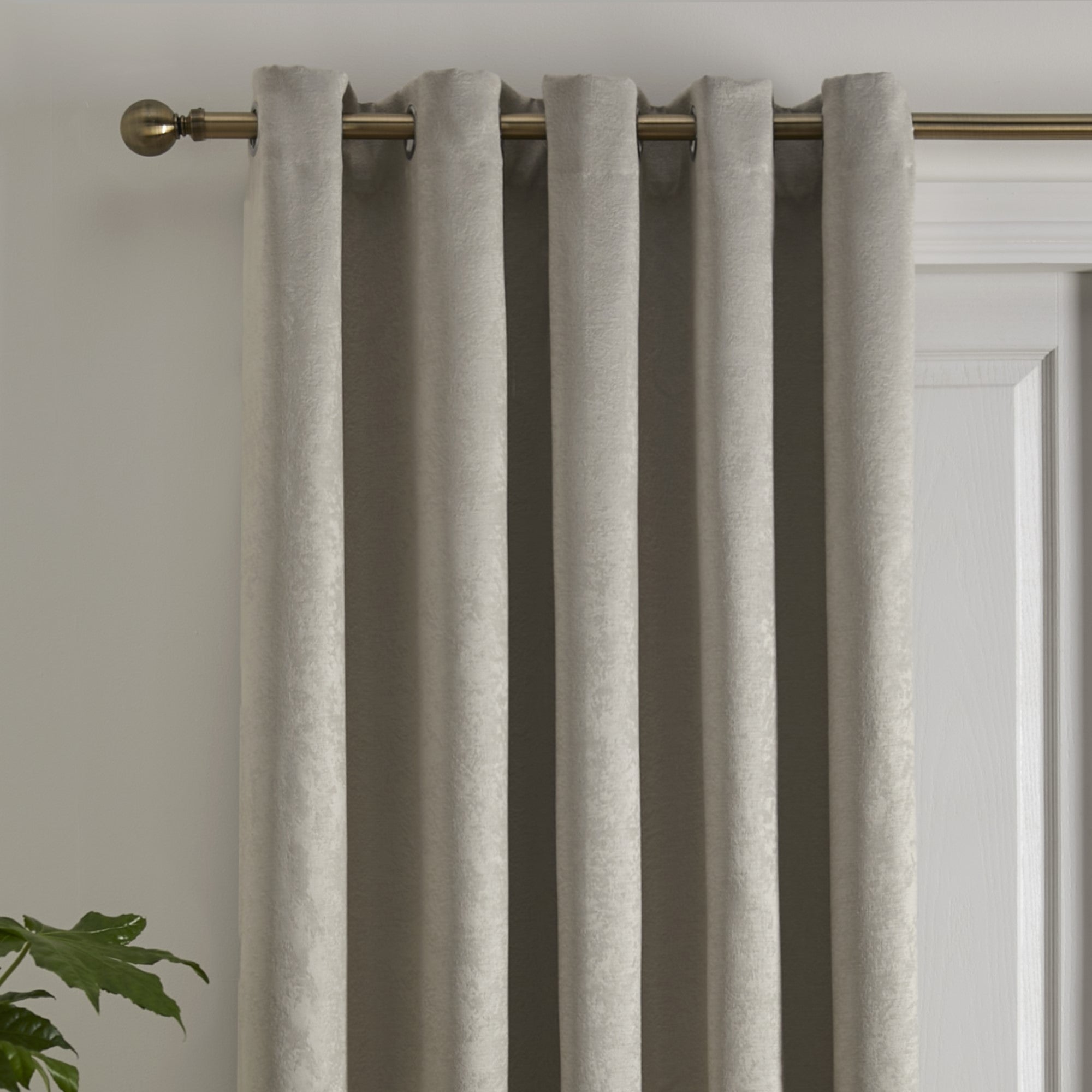 Strata Eyelet Single Panel Door Curtain by Fusion in Natural - Eyelet Single Panel Door Curtain - Fusion