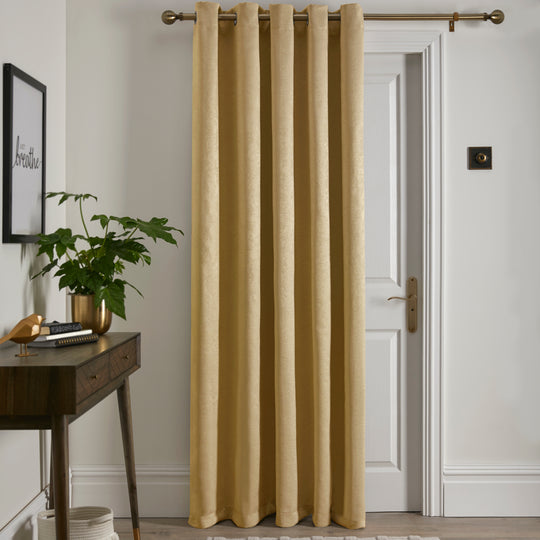 Strata Eyelet Single Panel Door Curtain in Ochre