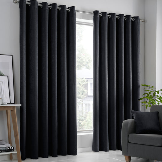 Strata Eyelet Curtains in Black