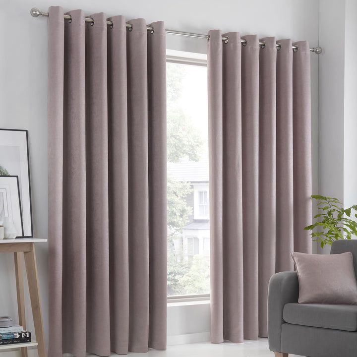 Strata Pair of Eyelet Curtains by Fusion in Blush - Pair of Eyelet Curtains - Fusion