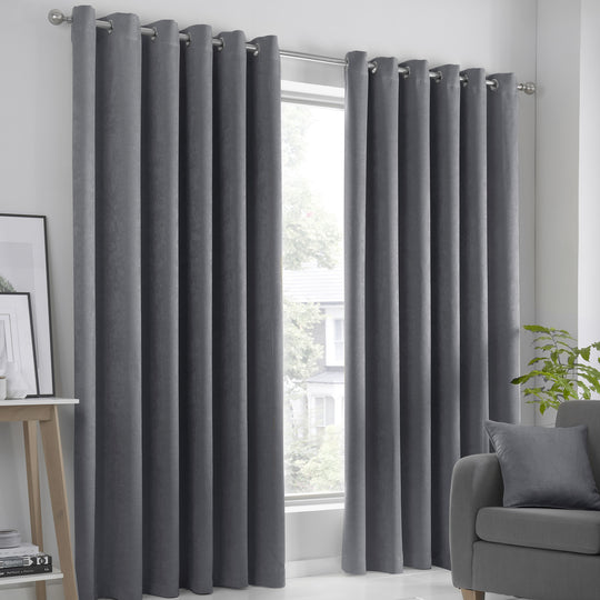 Strata Eyelet Curtains in Charcoal