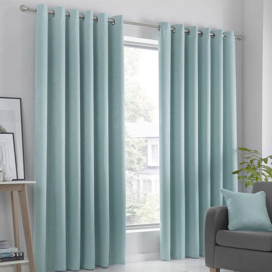Strata Eyelet Curtains in Duck Egg
