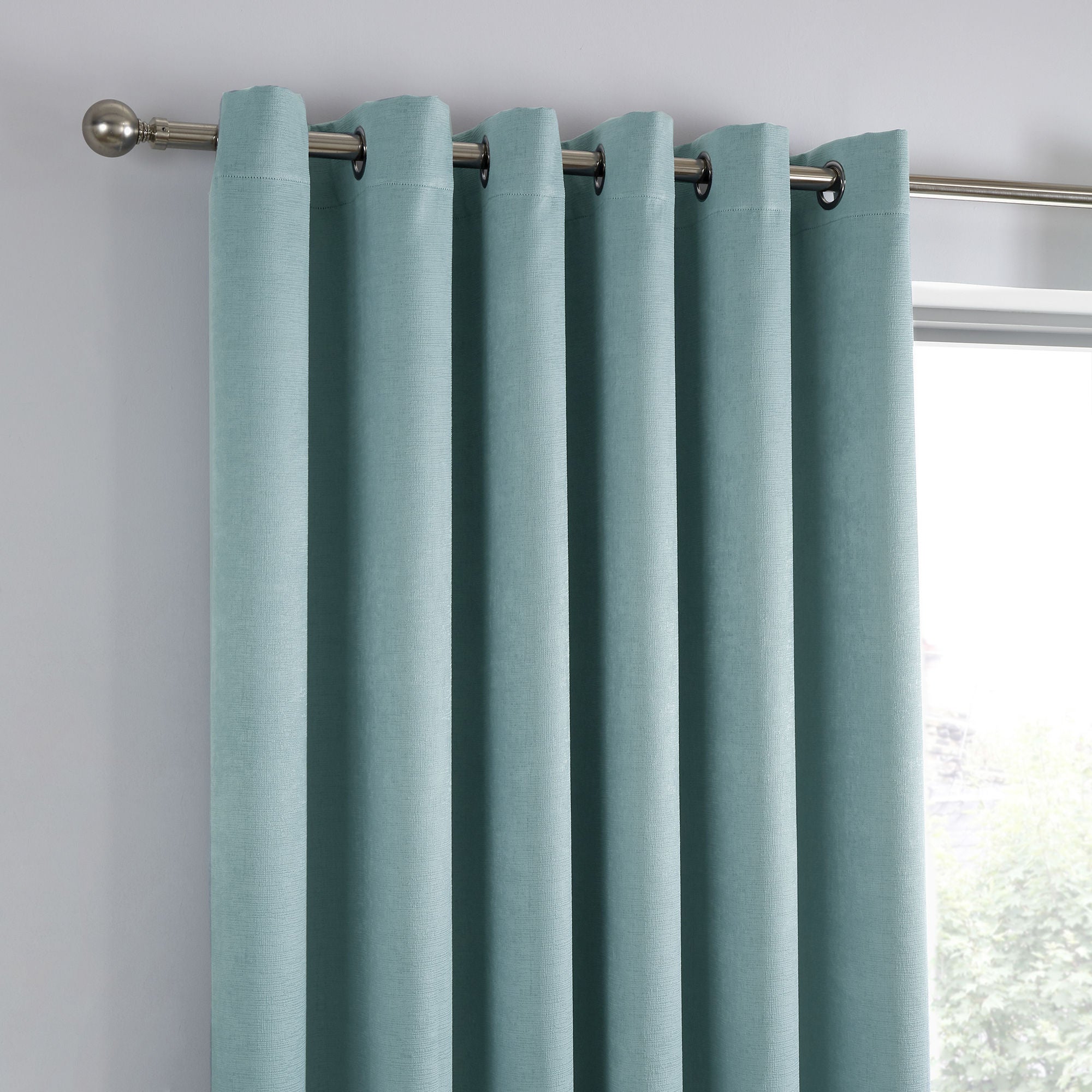 Strata Pair of Eyelet Curtains by Fusion in Duck Egg - Pair of Eyelet Curtains - Fusion