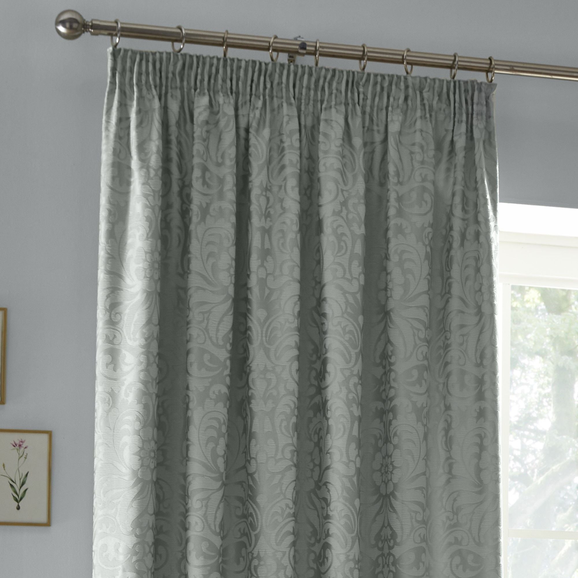 Worcester Pair of Pencil Pleat Curtains With Tie-Backs by Appletree Heritage in Green - Pair of Pencil Pleat Curtains With Tie-Backs - Appletree Heritage