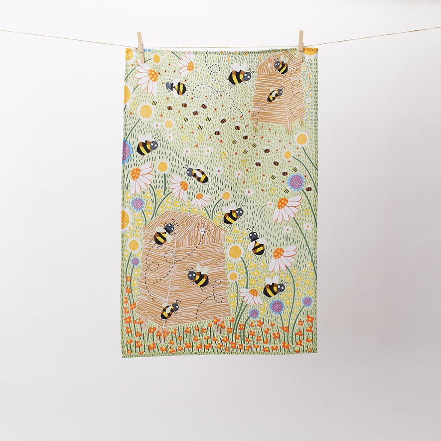 Ulster Weavers Cotton Tea Towel - Daisy Bees (100% Cotton, Yellow) - Tea Towel - Ulster Weavers