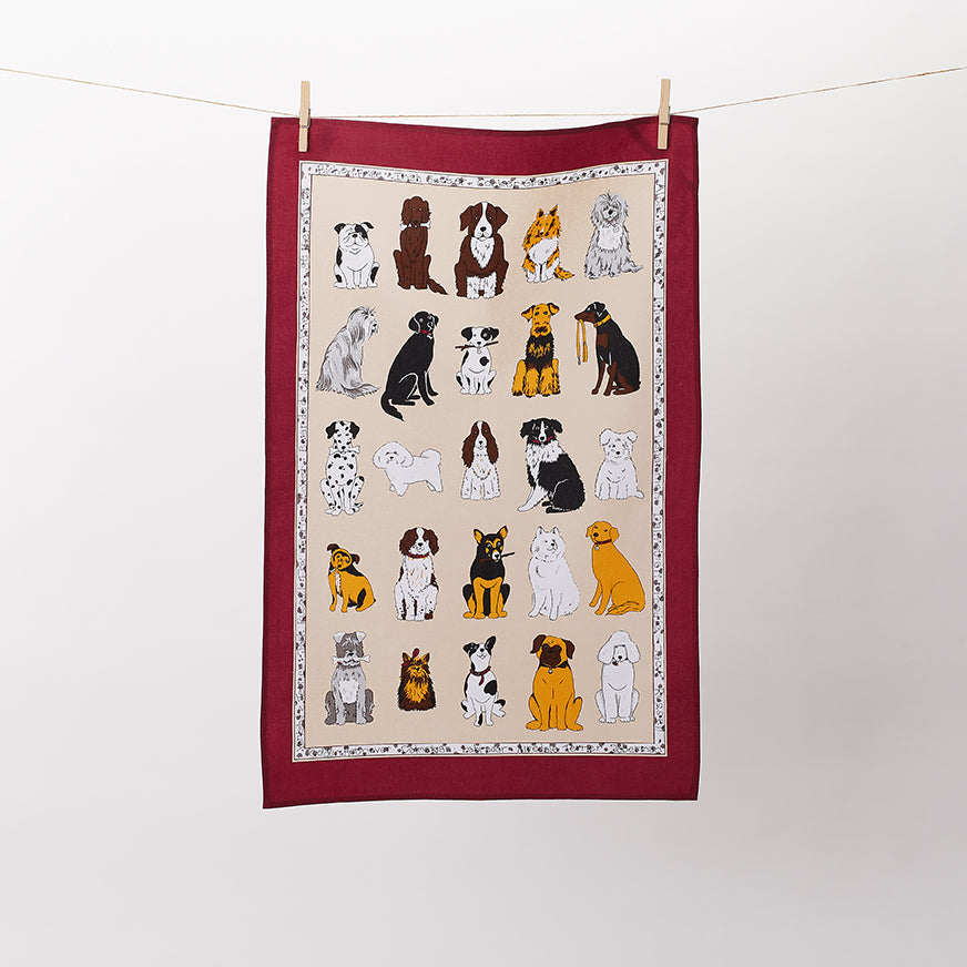 Ulster Weavers Cotton Tea Towel - Dogs Galore (100% Cotton, Red) - Tea Towel - Ulster Weavers