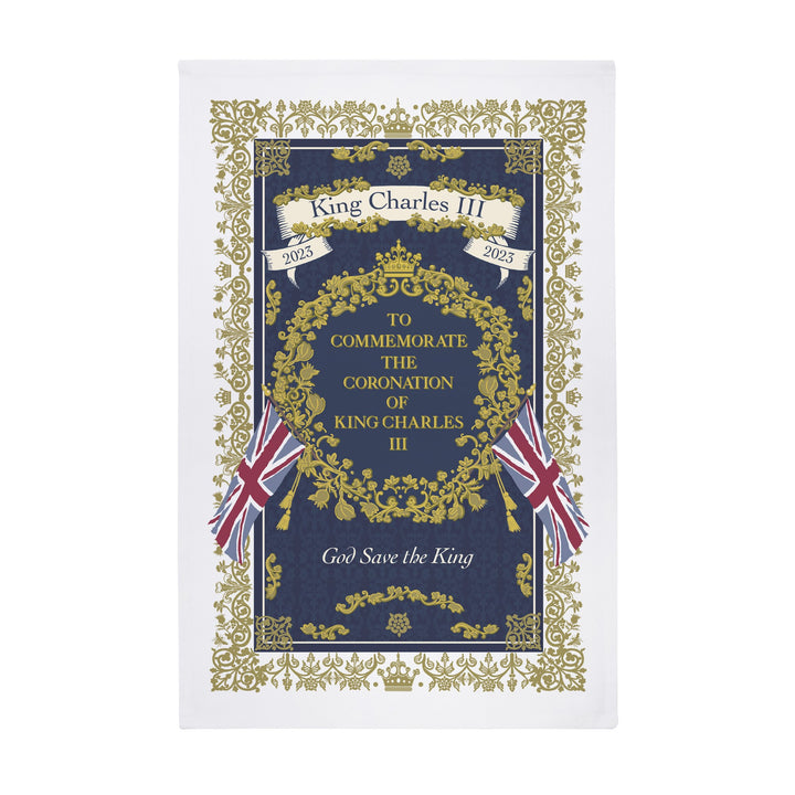 Ulster Weavers Commemorative 100% Cotton Tea Towel - King Charles III Coronation in Royal Blue - Tea Towel - Ulster Weavers