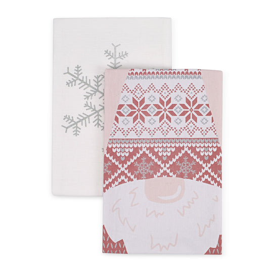 Ulster Weavers Cotton & Linen Union Tea Towels (Pack of 2) - Christmas Gonk Gnomes (Pink, White) - Tea Towel - Ulster Weavers