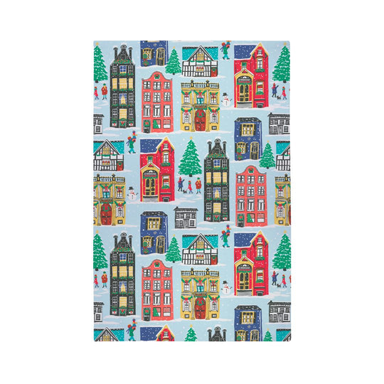 Ulster Weavers Recycled Cotton Blend Tea Towel - Christmas Houses (Blue) -  - Ulster Weavers