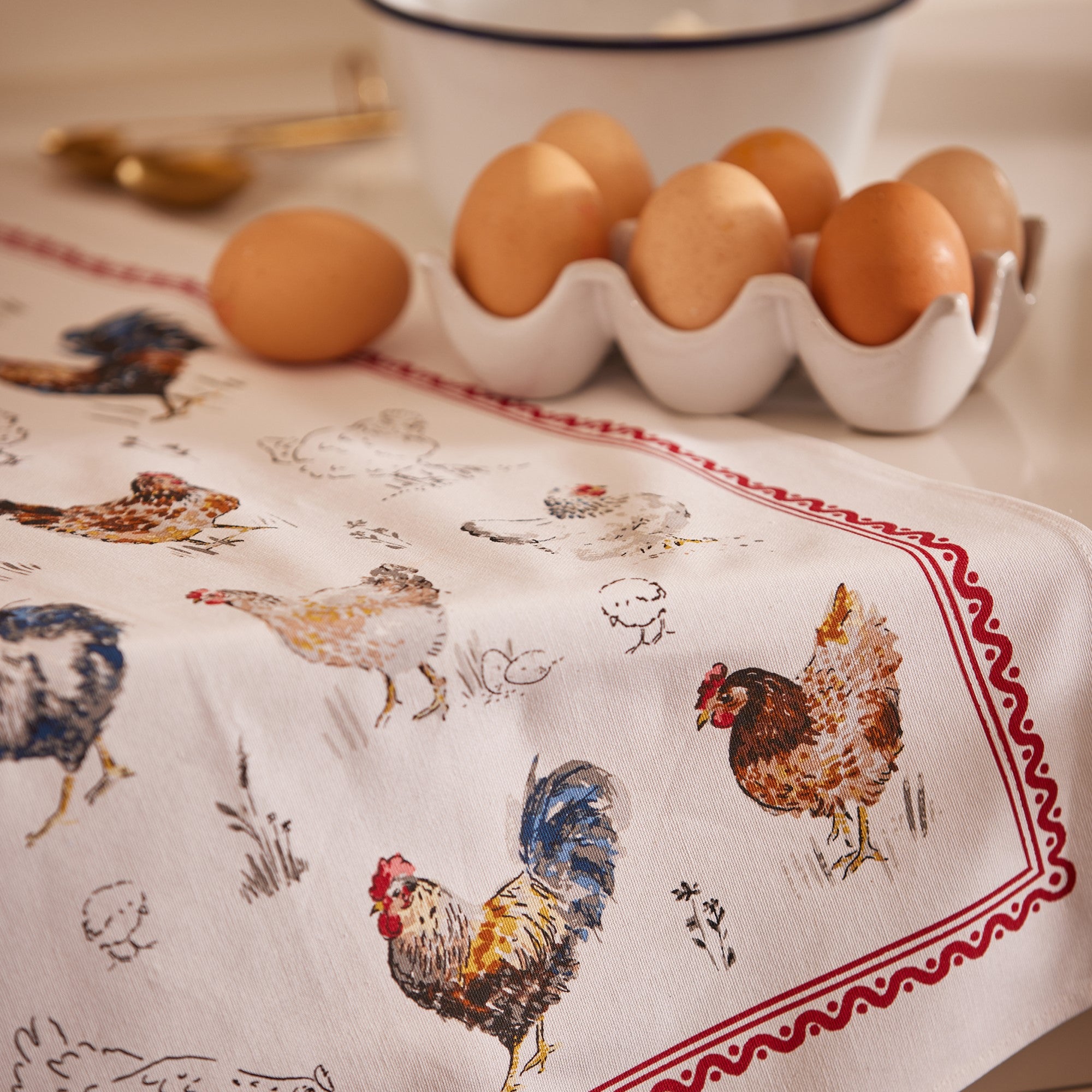Ulster Weavers Farm Birds Tea Towel - Cotton One Size in Red - Tea Towel - Ulster Weavers