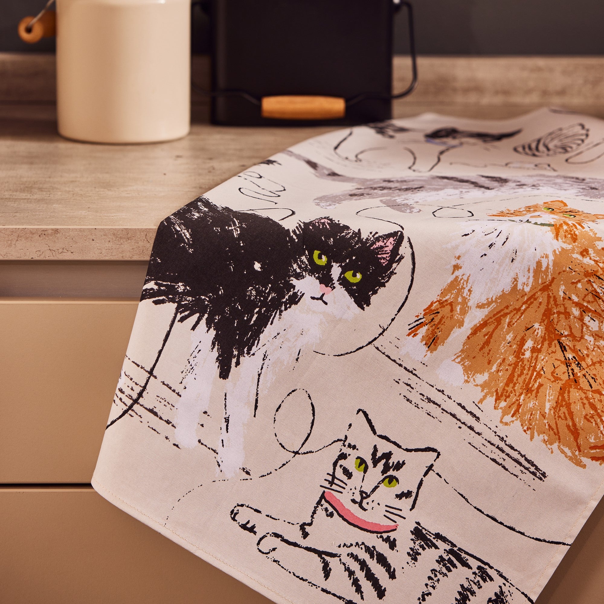 Ulster Weavers Feline Friends Tea Towel - Cotton One Size in Grey - Tea Towel - Ulster Weavers
