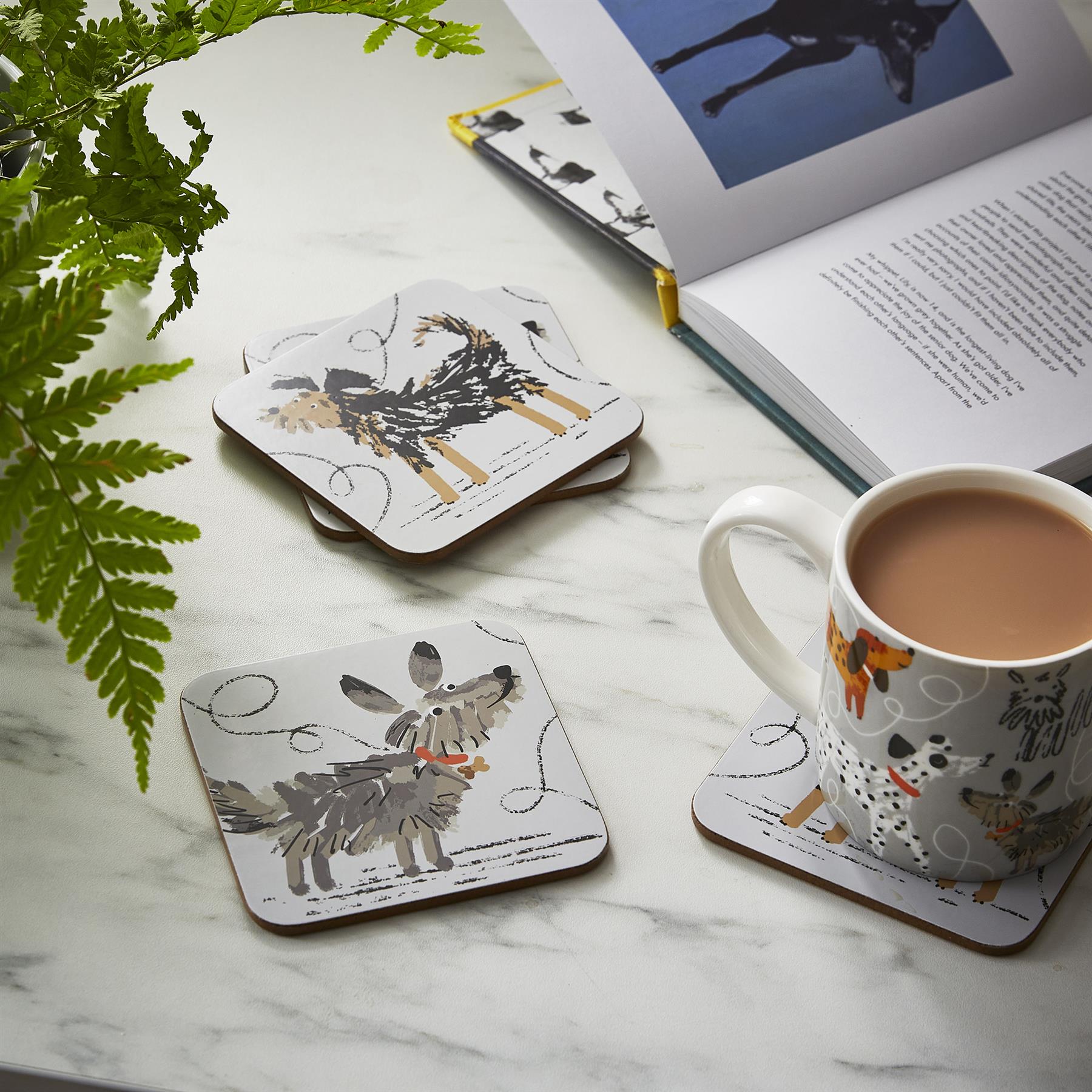 Ulster Weavers Dog Days Coasters - 4 Pack One Size in Grey - Coaster - Ulster Weavers