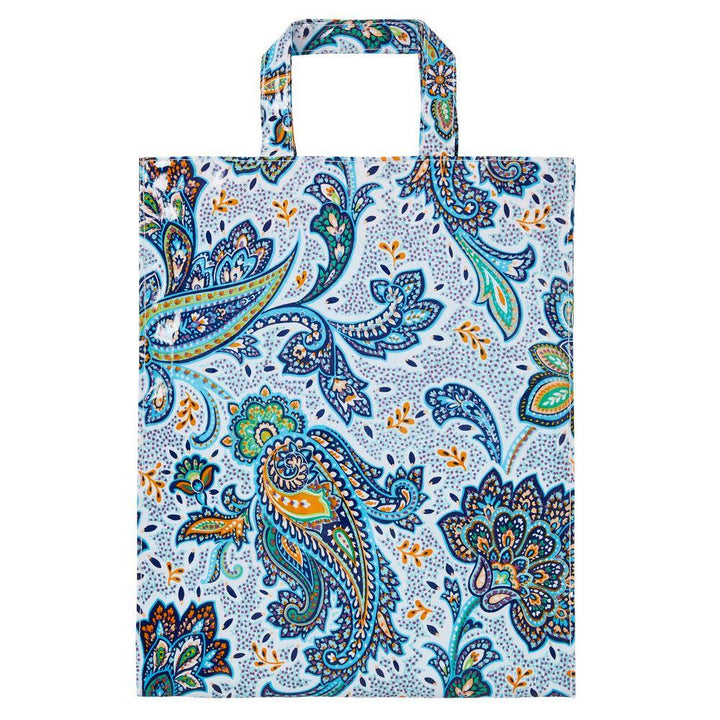 Ulster Weavers Wipeable PVC Gusset Bag - Italian Paisley (100% Cotton coated with PVC, Blue, Medium) - Bag - Ulster Weavers