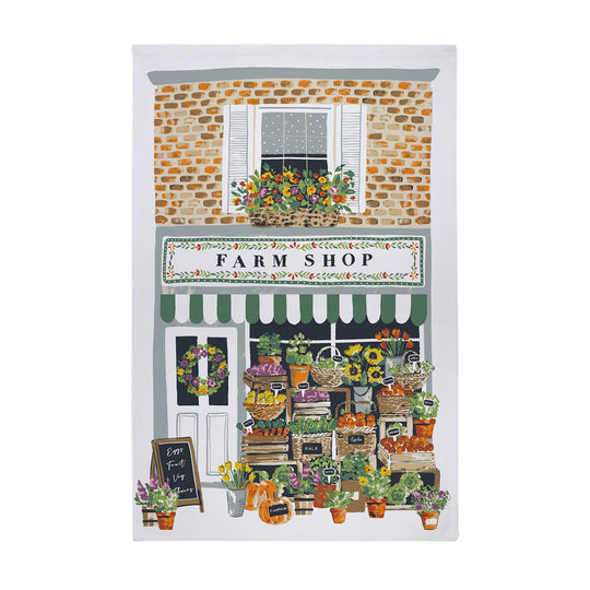 Farm Shop Cotton Tea Towel in Multicolour