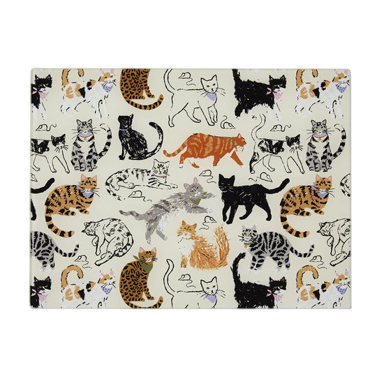 Feline Friends Glass Worktop Saver in Cream