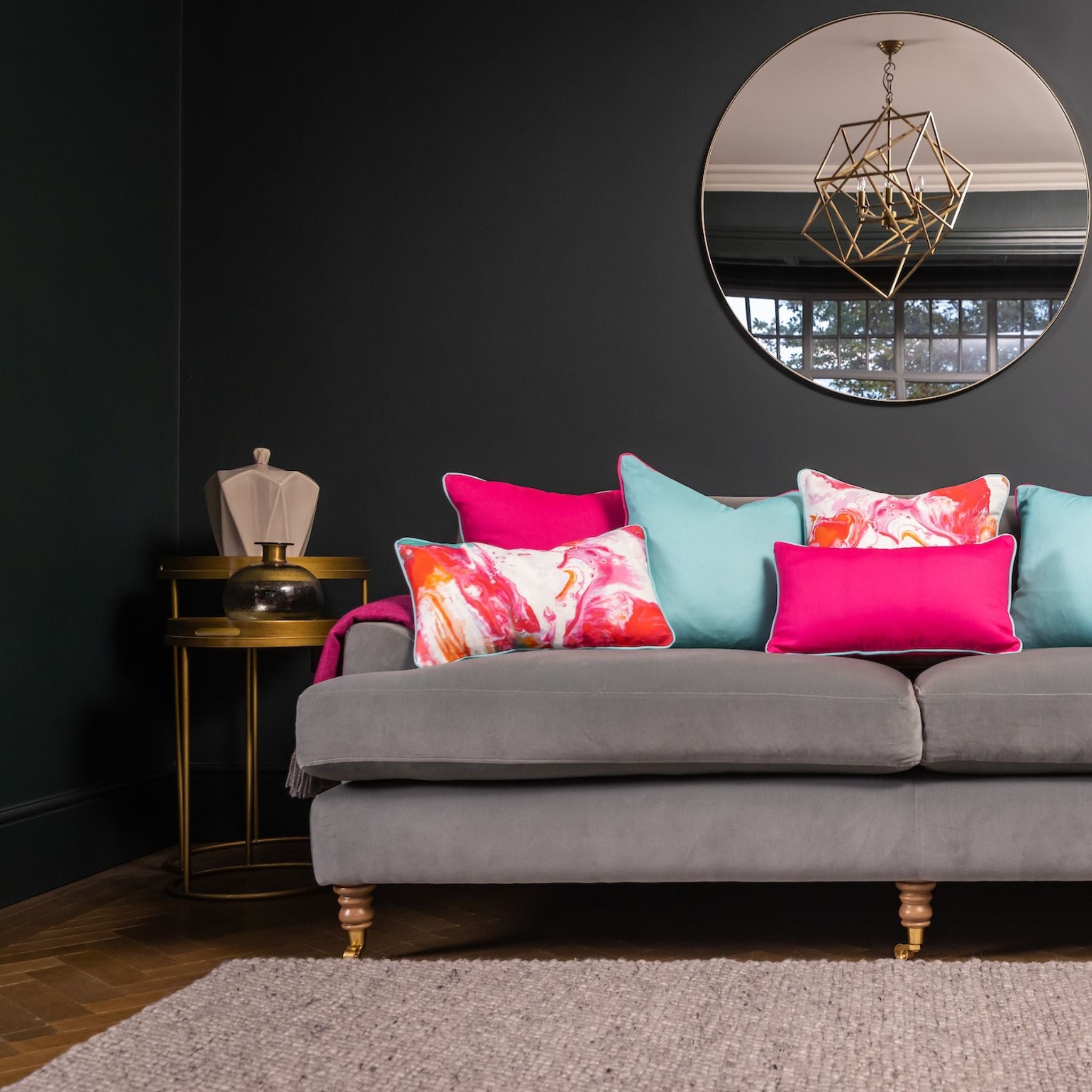 Ulster Weavers Plain Linen Cushion - Cardinal Marble (50cm x 30cm, Cerise Pink/Turquoise) -  - Ulster Weavers