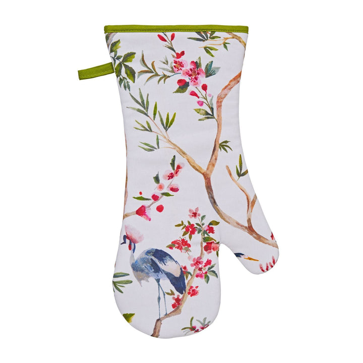 Ulster Weavers Gauntlet Single Oven Glove - Oriental Birds (100% Cotton Outer; 100% Polyester wadding; CE marked) - Gauntlet Oven Glove - Ulster Weavers