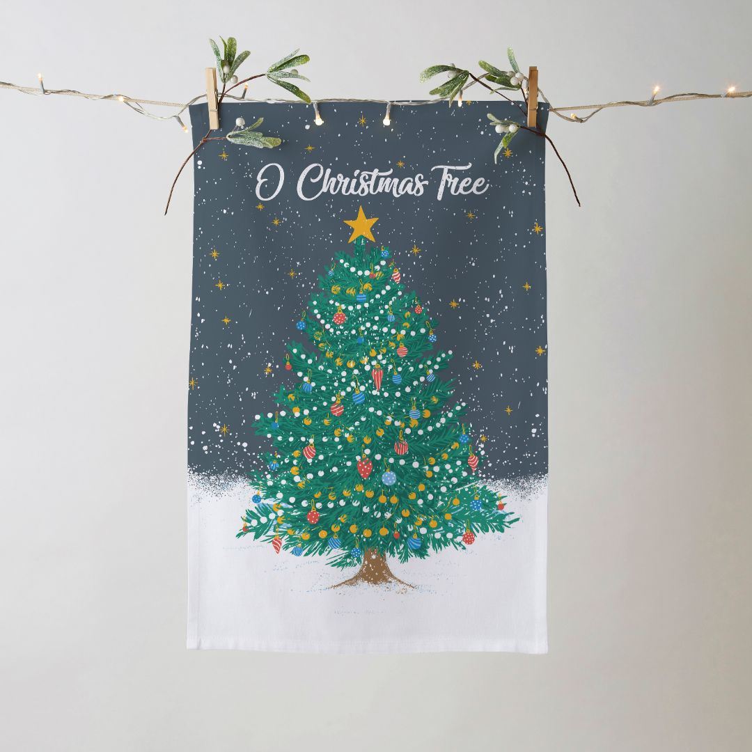 Ulster Weavers Recycled Cotton Blend Tea Towel - O Christmas Tree (Blue) -  - Ulster Weavers