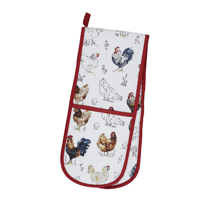 Ulster Weavers Farm Birds Double Oven Glove One Size in Red