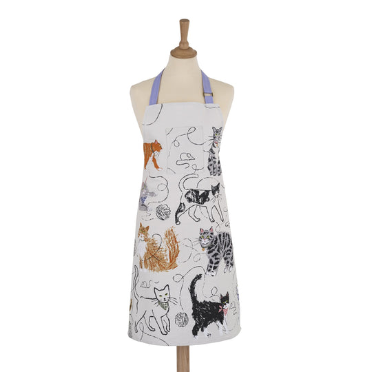 Feline Friends Cotton Apron in Grey