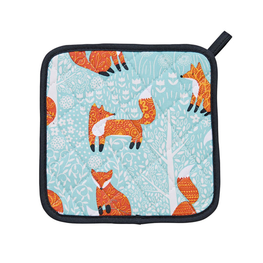 Foraging Fox Pot Mat in Blue