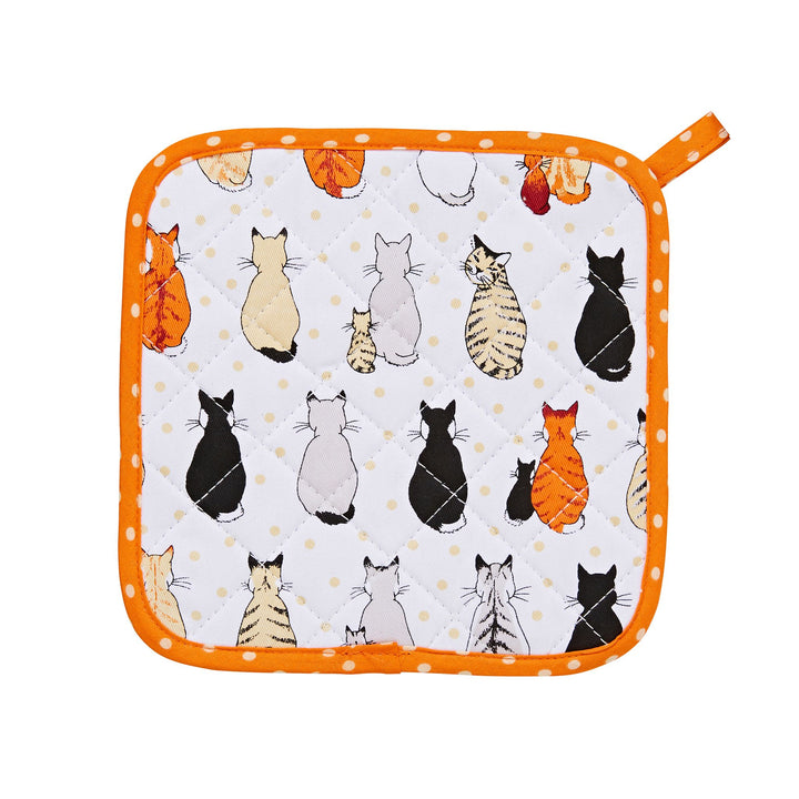 Ulster Weavers Heat Resistant Pot Mat - Cats In Waiting (100% Cotton Outer; 100% Polyester wadding; CE marked, Orange) - Pot Mat - Ulster Weavers