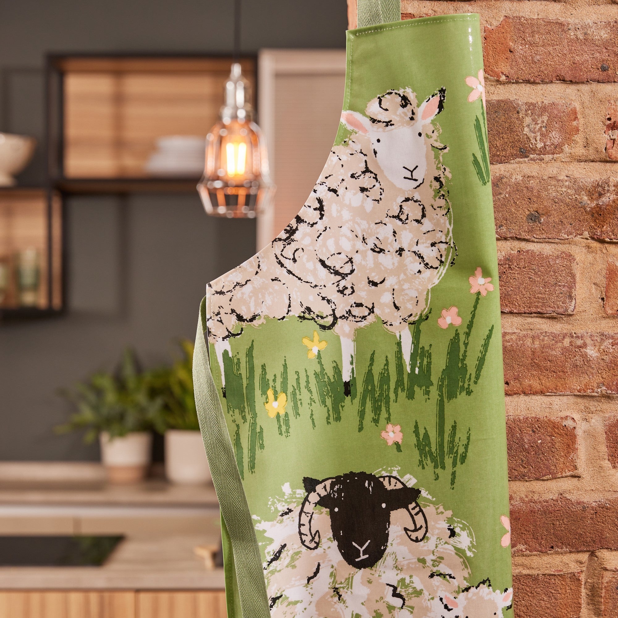 Ulster Weavers Woolly Sheep Apron - PVC/Oilcloth One Size in Green - Apron - Ulster Weavers