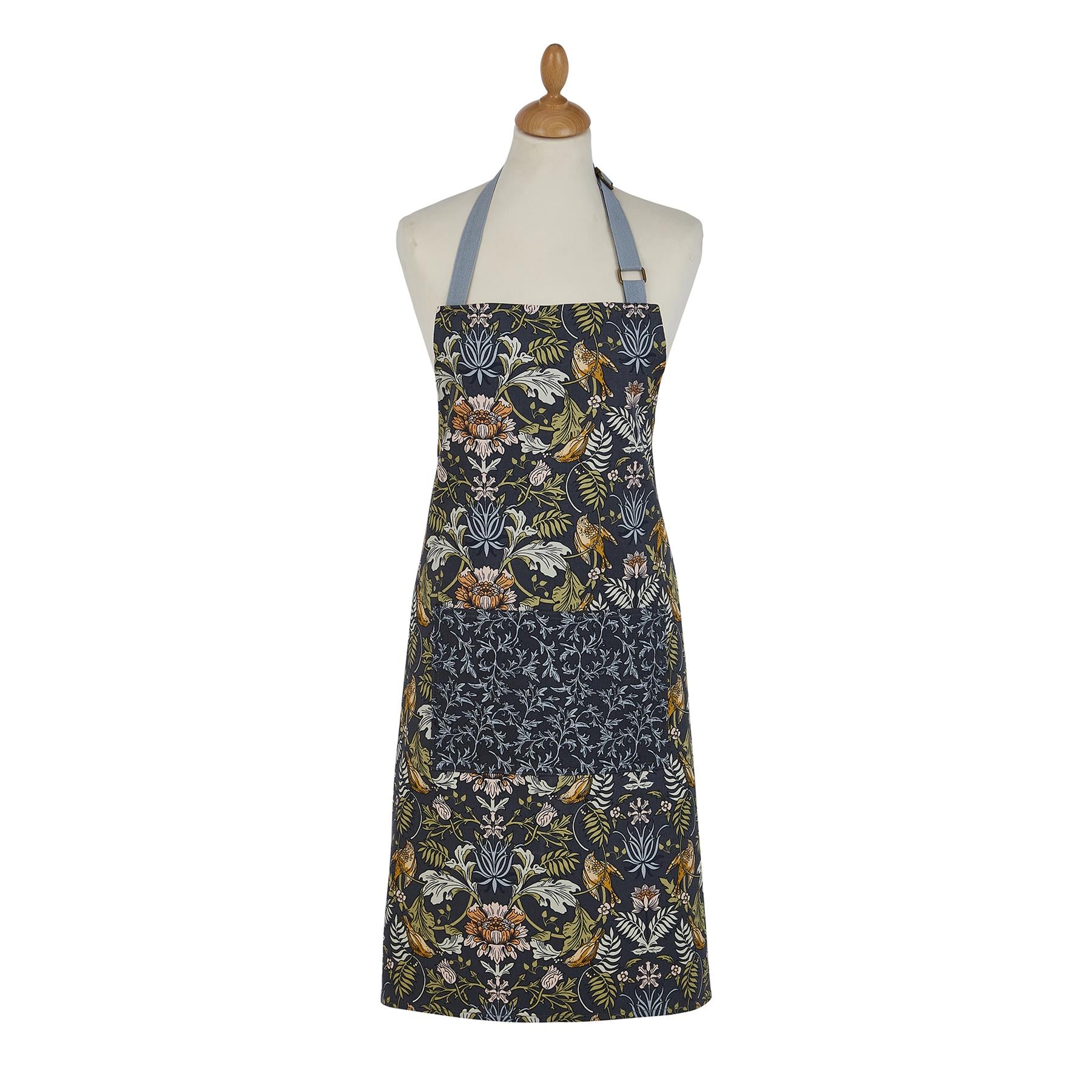 Ulster Weavers Finch & Flower Apron - Cotton One Size in Navy - Apron - Ulster Weavers