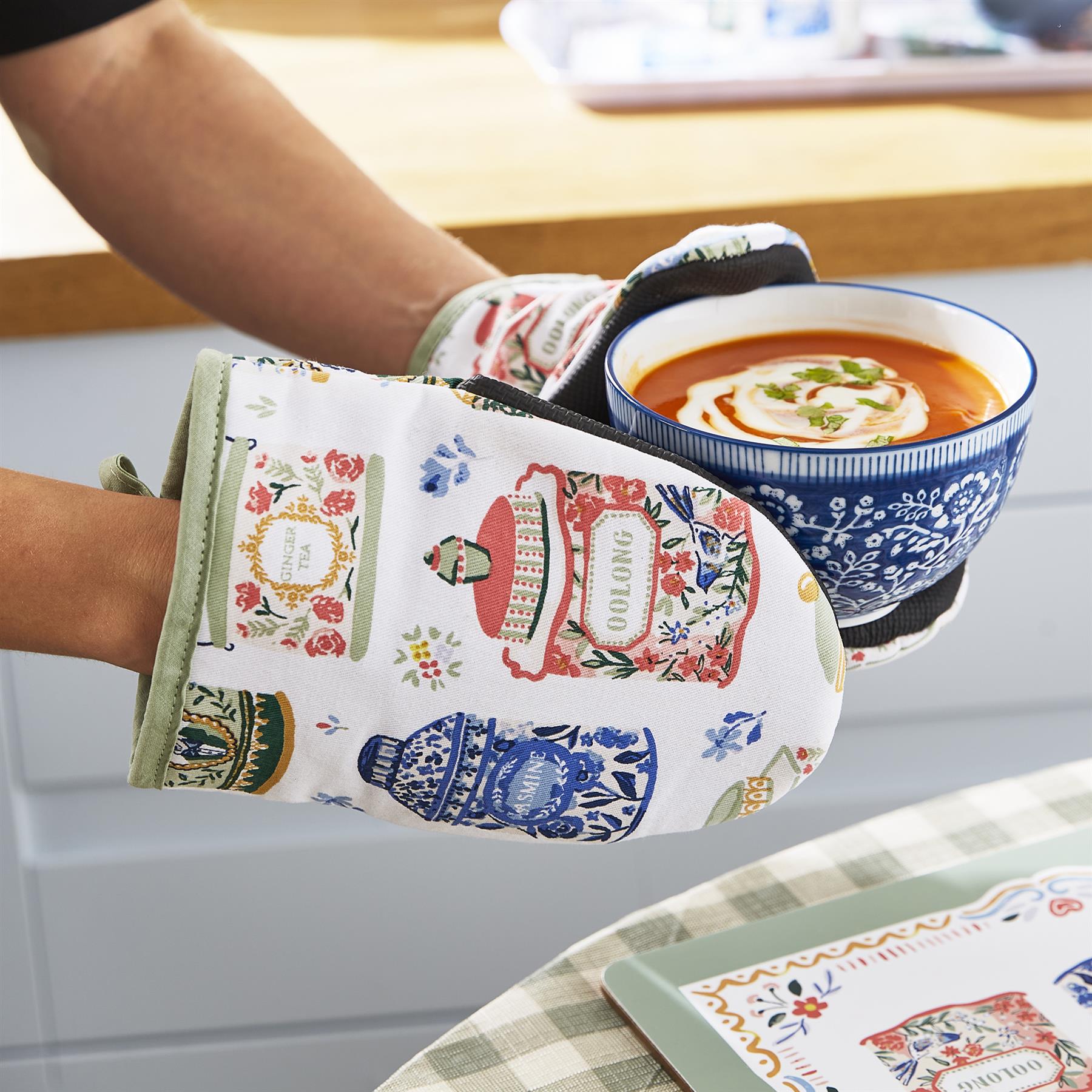 Ulster Weavers Tea Tins Microwave Mitts - Pair One Size in Multi - Micro Mitts - Ulster Weavers