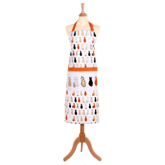 Cats In Waiting Cotton Apron in Orange