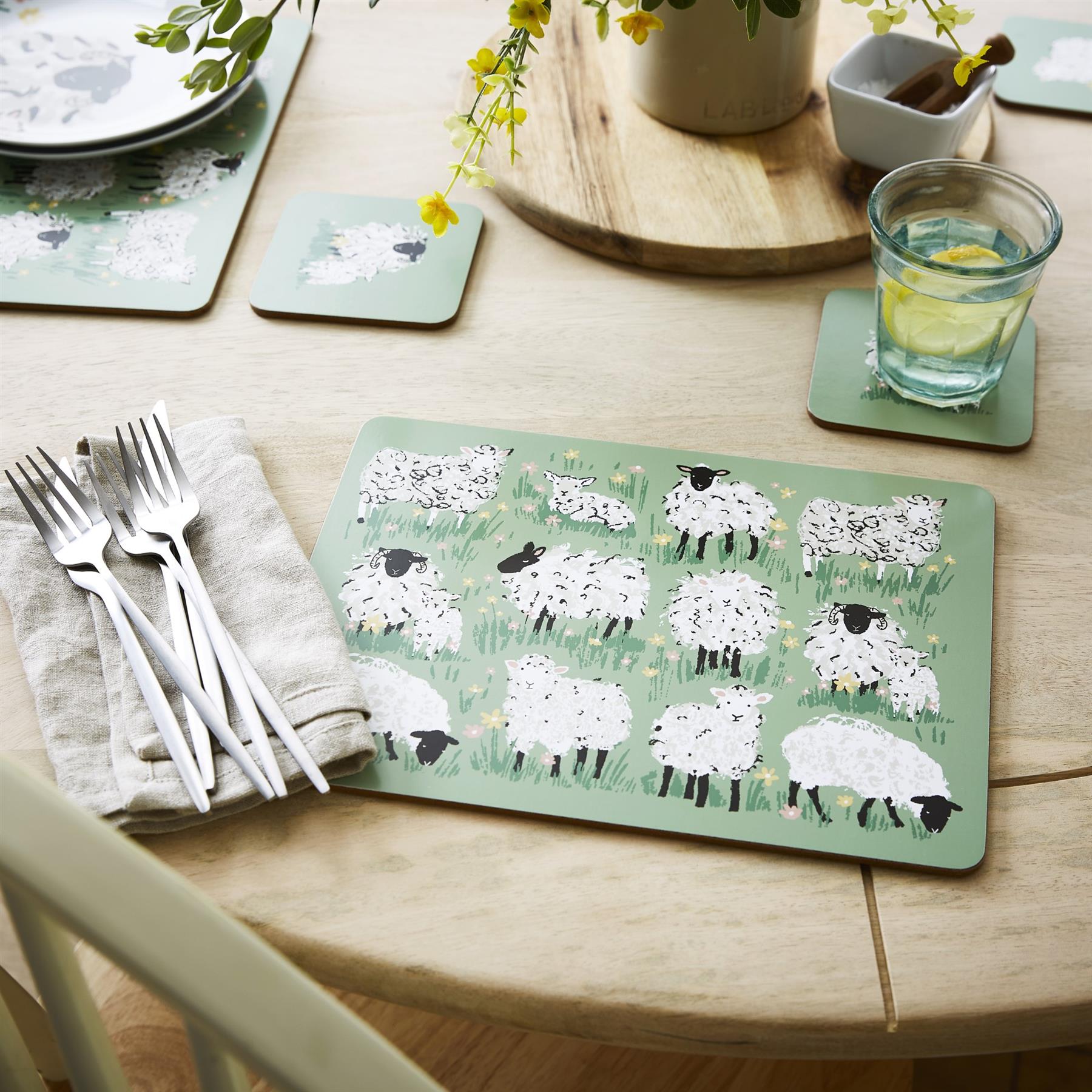 Ulster Weavers Woolly Sheep Placemat - 4 Pack One Size in Green - Placemat - Ulster Weavers