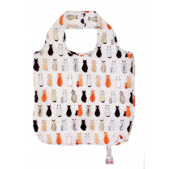 Cats In Waiting Foldable Tote Bag Medium in Orange
