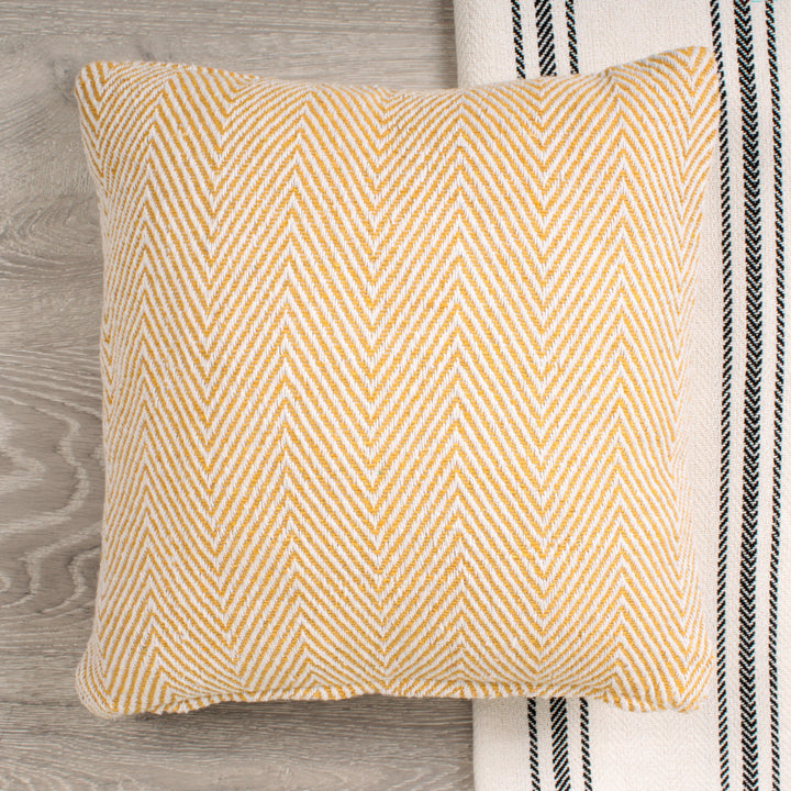 Chevron Eco Filled Cushion by Drift Home in Yellow 43 x 43cm - Filled Cushion - Drift Home