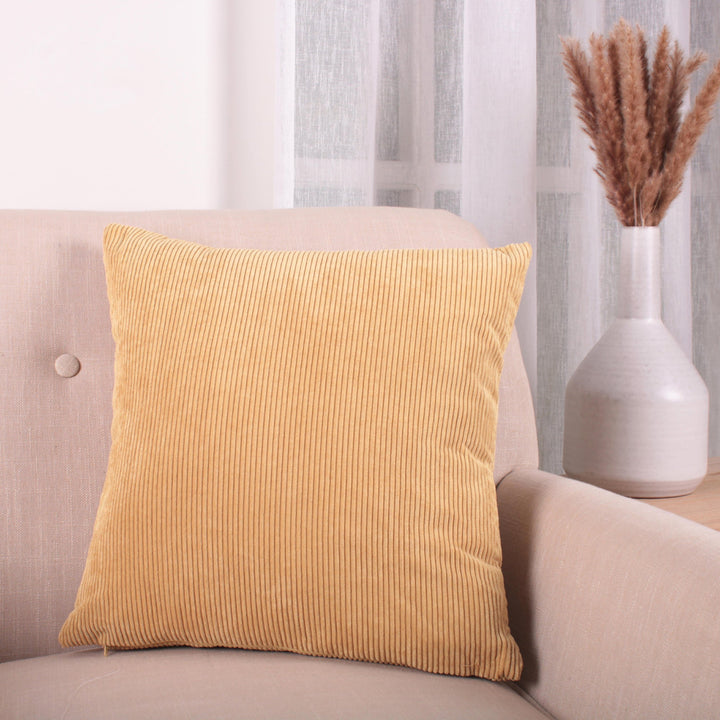 Soft Corduroy Filled Cushion by Fusion in Ochre 43 x 43cm - Filled Cushion - Fusion