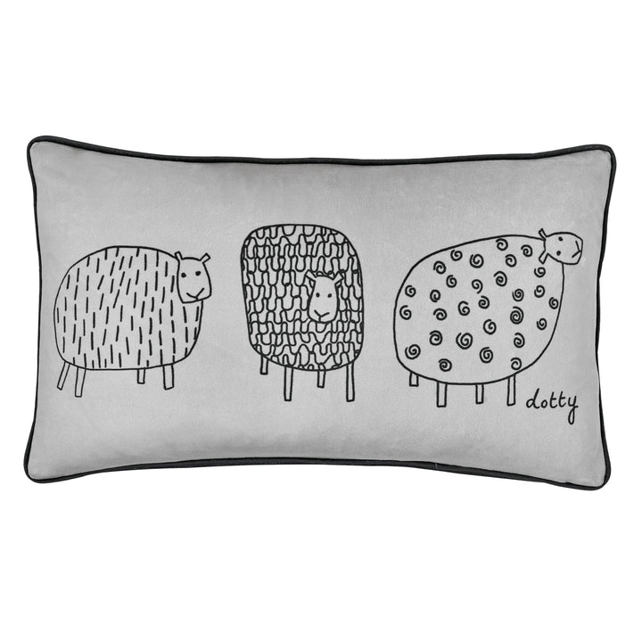 Dotty Sheep Filled Cushion by Fusion in Natural 28 x 48cm - Filled Cushion - Fusion
