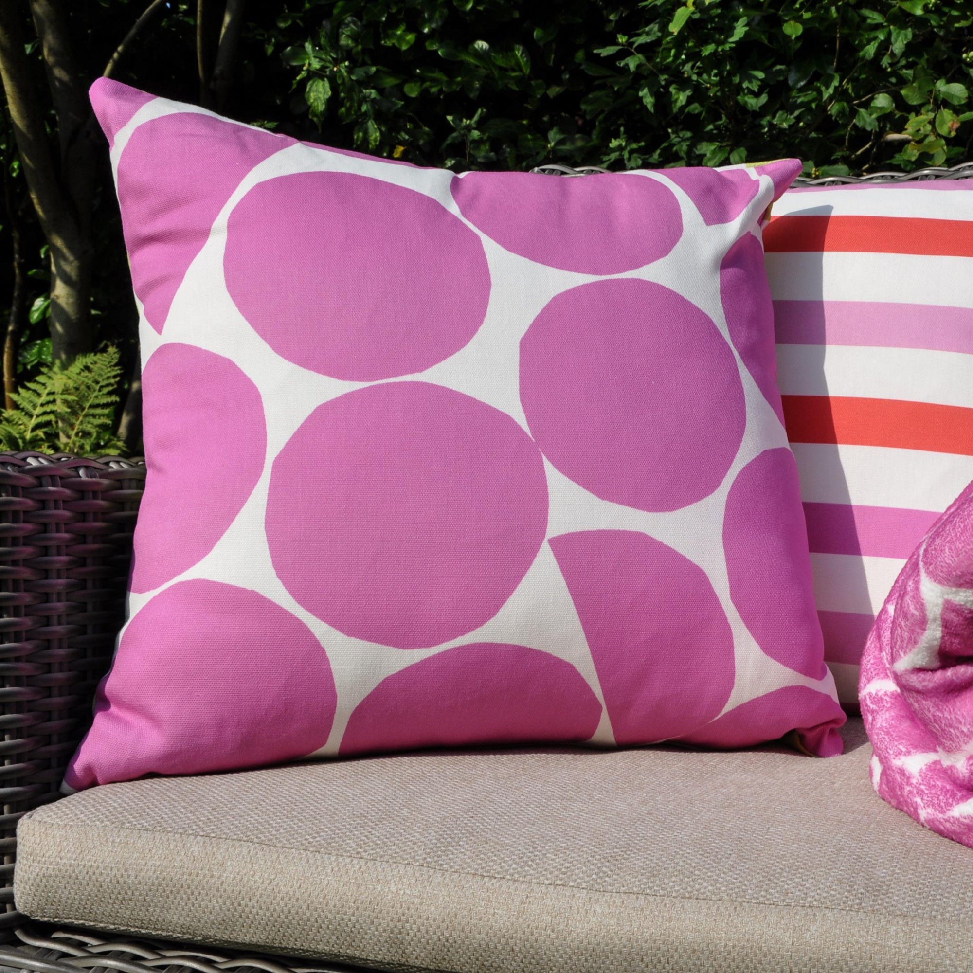 Ingo Outdoor Filled Cushion by Fusion in Pink/Green 43 x 43cm - Filled Cushion - Fusion