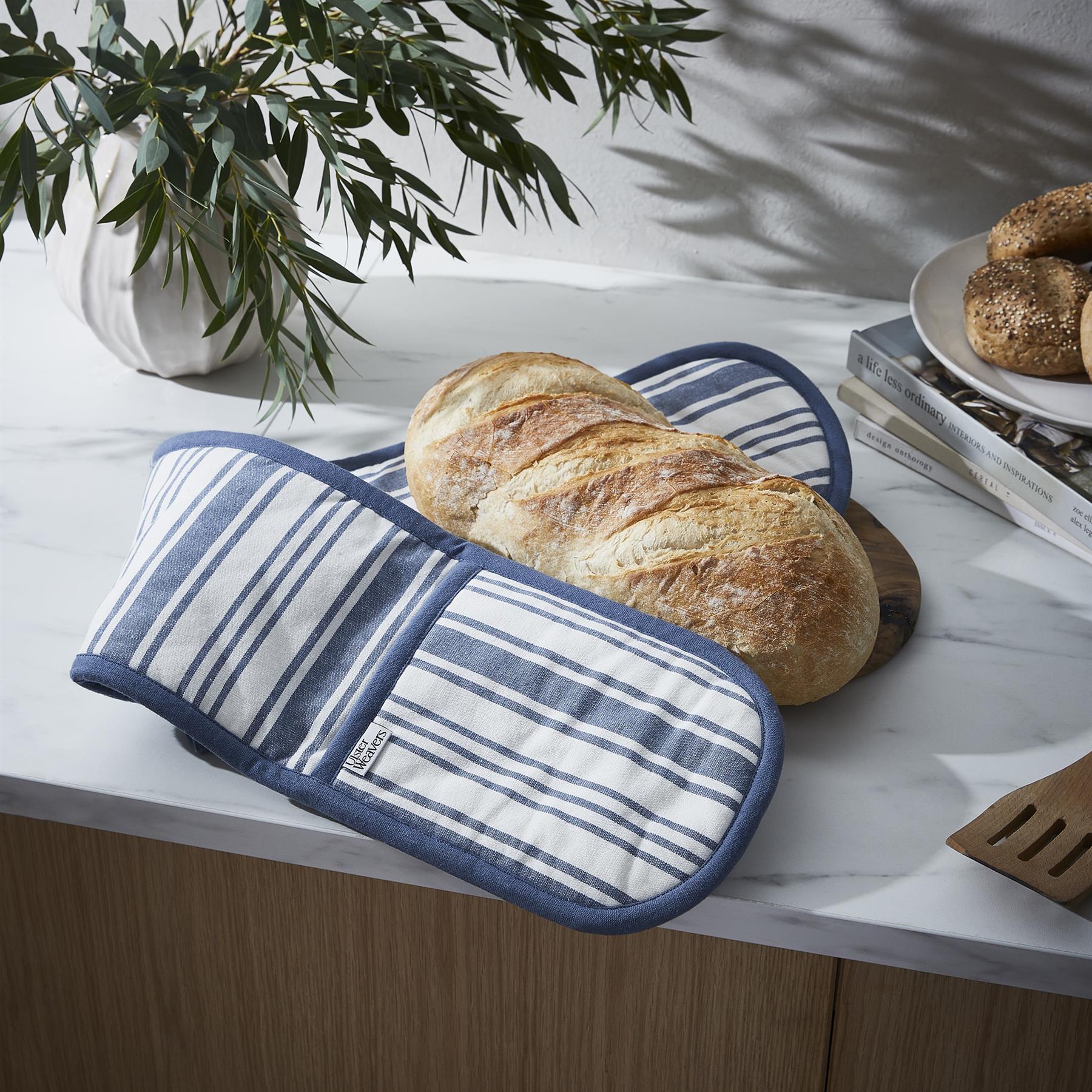 Ulster Weavers Denim Stripe Double Oven Glove One Size in Blue - Double Oven Glove - Ulster Weavers