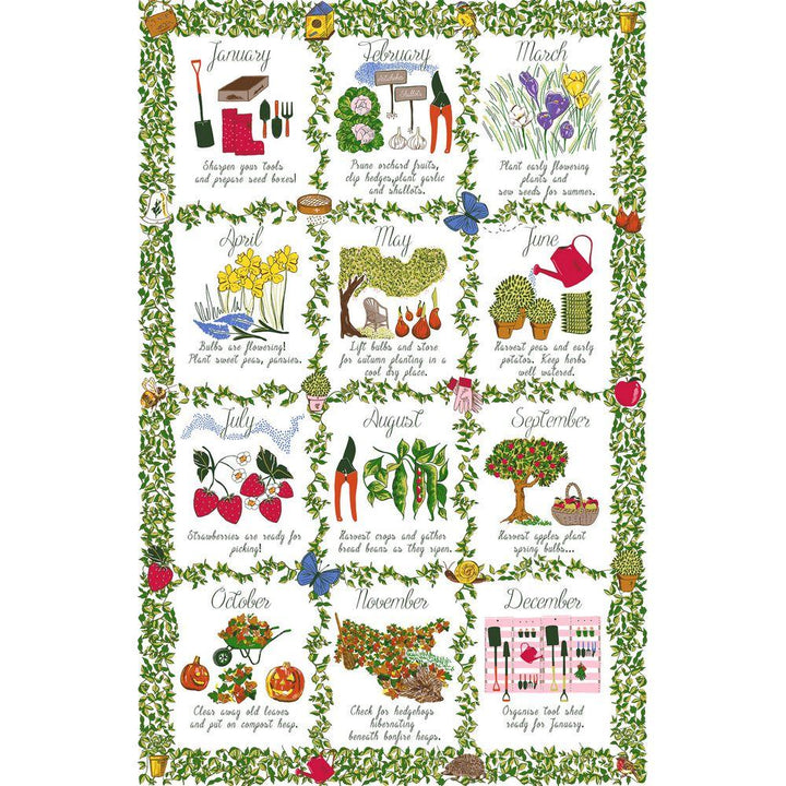 Ulster Weavers Cotton Tea Towel - Gardeners Calendar (100% Cotton, Green) - Tea Towel - Ulster Weavers