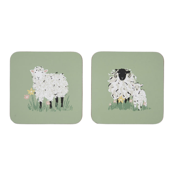 Ulster Weavers Woolly Sheep Coasters - 4 Pack One Size in Green - Coaster - Ulster Weavers