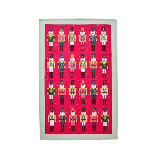 Nutcracker Parade Recycled Cotton Tea Towel in Red