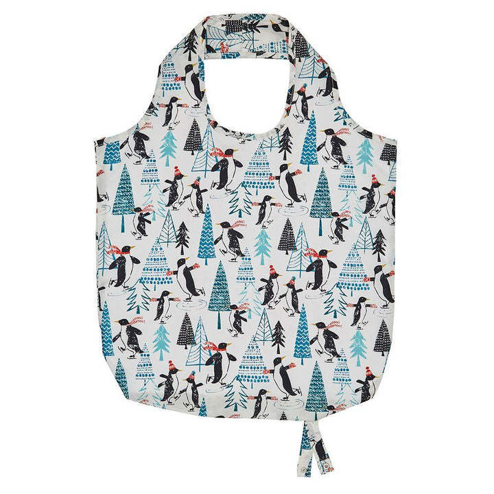 Ulster Weavers Reusable Roll-Up Bag - Penguins on Ice (Polyester, Red) - Roll-Up Bag - Ulster Weavers